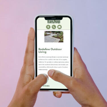 example landscape design website on mobile